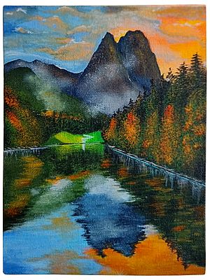 Mountain and Lake View Landscape | Acrylic on Canvas | Sakshi Agarwal