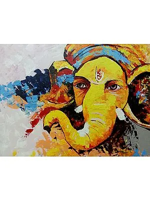 Vighnaharta Ganesha | Spatula Painting On Canvas Sheet | Annu Rohilla