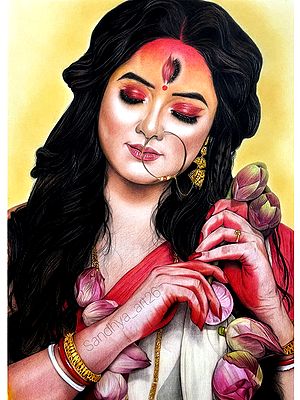 Goddess Gauri | Pencil Color On Bristol Paper | Sandhya Pandit