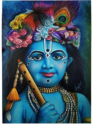 Best Lord Krishna playing flute Illustration download in PNG & Vector format
