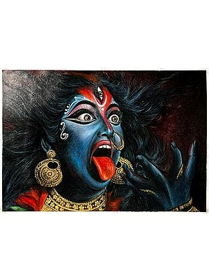 Goddess Kali | Oil Pastel Color | Painting by Sanju Basu