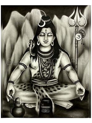 Lord Shiva Meditating | Charcoal Painting | Gunjan Daga