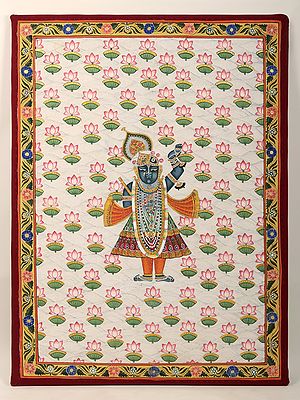 43" Shrinathji Pichhwai Painting | Stretched Cotton on Wooden Frame