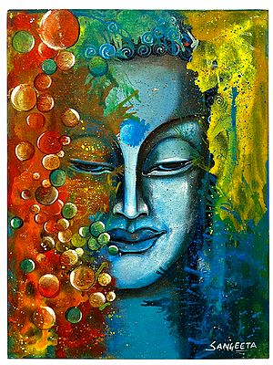 Painting of Meditating Buddha | Acrylic Color on Canvas Board | Sangeeta