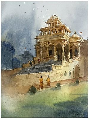 Shree Hari Mandir | Watercolor On Paper | Nishikant Palande
