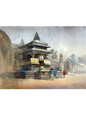 Shiva Temple | Watercolor On Paper | Nishikant Palande