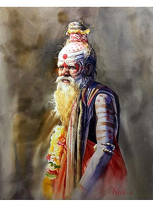 Sadhu (In Deep Thinking) | Watercolor On Paper | Nishikant Palande