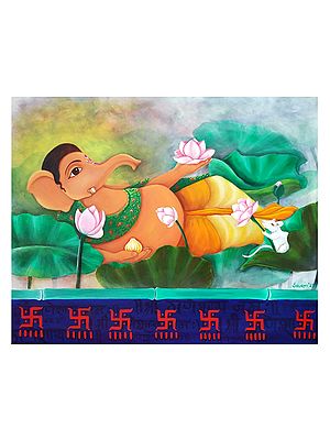 Lord Ganesha (Padma) | Acrylic Painting On Canvas | Sourav Sinha