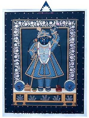 Lord Shrinathji Darshan Pichwai Painting on Cotton Sheet | Arvind Kumar Sharmaa