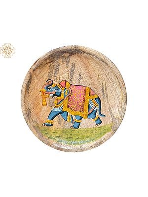 Elephant Pichwai Painting on Mango Wooden Plate | Arvind Kumar Sharma
