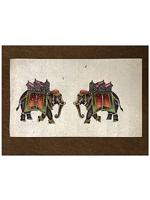 Elephant Pichwai Painting on Paper | Arvind Kumar Sharma