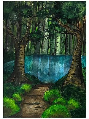 Forest with Lake Landscape | Watercolor Painting | Ayushi