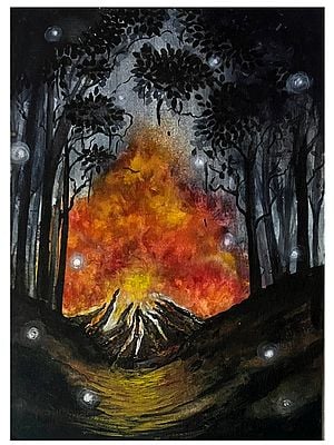 The Burning Valcano | Watercolor Painting | Ayushi