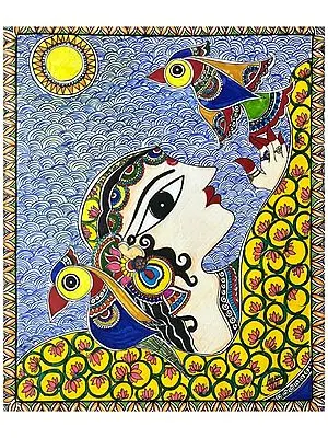 Radha Rani Madhubani Art | Acrylic Color Painting On Paper | Ayushi