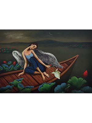 Lake of Dreams | Acrylic on canvas | Uttam Bhattacharya
