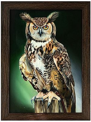 Goodluck Owl Painting | Oil on Linen Cotton Canvas | Vandana Verma
