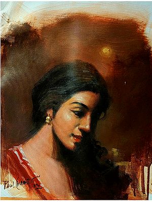 Indian Beauty | Acrylic Painting on Canvas by Paul Chiranjit
