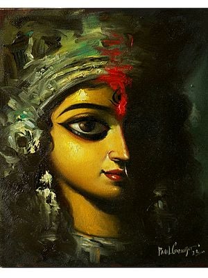 Goddess Durga | Oil Painting on Canvas by Paul Chiranjit