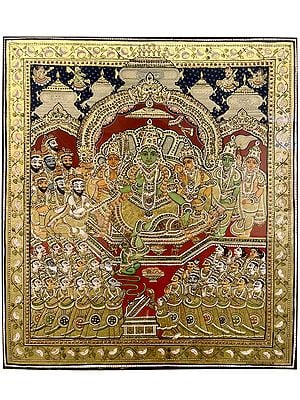 Lord Rama’S Pattabhishekam | Gold Embossed | Mysore Painting | With Frame
