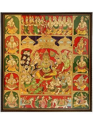 Pattabhishekam Series Of Rama | Miniature Embossed | Mysore Painting | With Frame