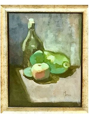 Harmony In Green With Frame | Oil On Canvas | Manushalini Nandwani