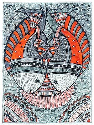 Madhubani Fish Painting | Pen Art On Canvas | By Shalini