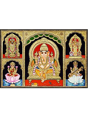 5 God Balaji Lakshmi Murugan Ganesha Saraswathi | Tanjore Painting by My Angadi