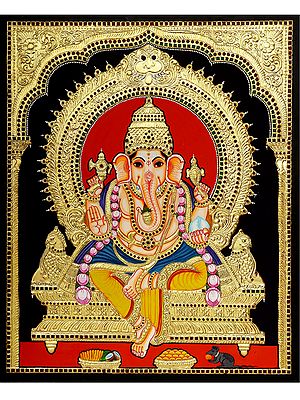 Blessing Lord Ganesha | Tanjore Painting by My Angadi