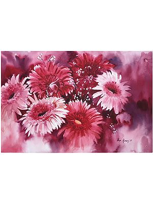 Daisey Gerbera | Watercolor Painting on Paper by Puja Kumar