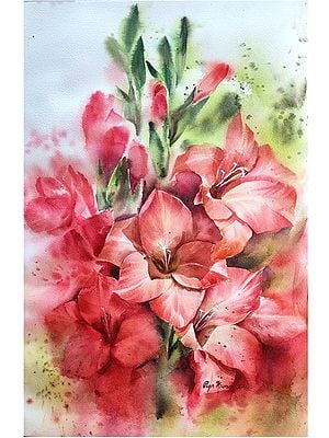 Gladiolus Art | Watercolor Painting on Paper by Puja Kumar