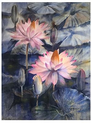 Lotus Painting | Watercolor on Paper | Puja Kumar