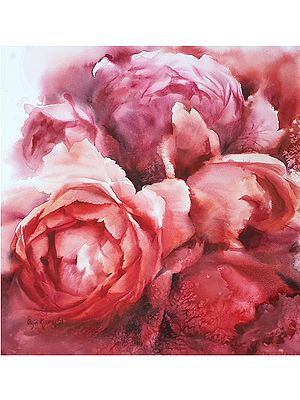 Blooming Peony | Watercolor On Paper | Puja Kumar
