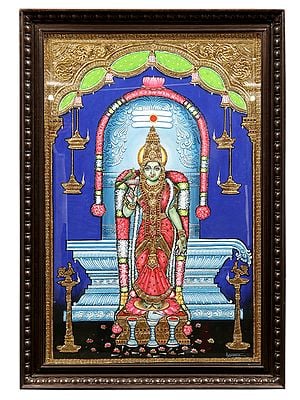 Goddess Meenakshi Tanjore Painting | With Frame