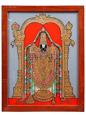 Tirupati Balaji (Venkateshvara) | Glass Painting with Frame