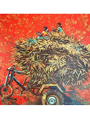 Village Tales Acrylic Painting | On Canvas | By Anukta Mukherjee Ghosh