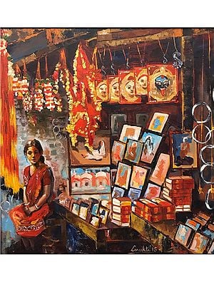 Kalighaat Acrylic Painting on Canvas | By Anukta Mukherjee Ghosh