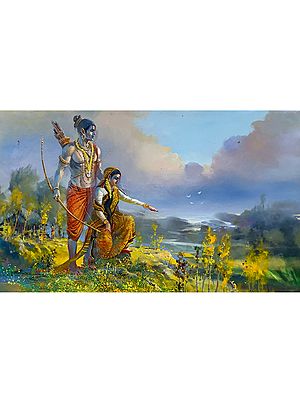 Rama And Sita In Vanvas | Acrylic Painting On Canvas | By Bijay Biswaal