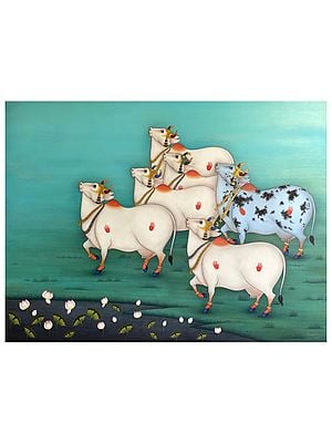 The Holy Cow | Watercolor on Canvas | Art by Shammi Bannu Sharma