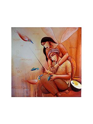 Sitting Couple Together | Acrylic On Canvas | By Samir Sarkar