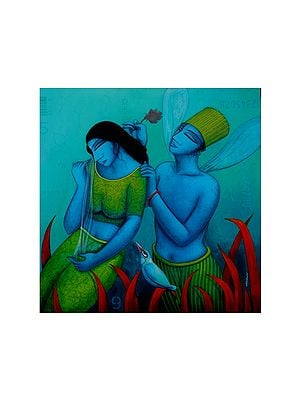 Romantic Enchantment Of Couple | Acrylic On Canvas | By Samir Sarkar