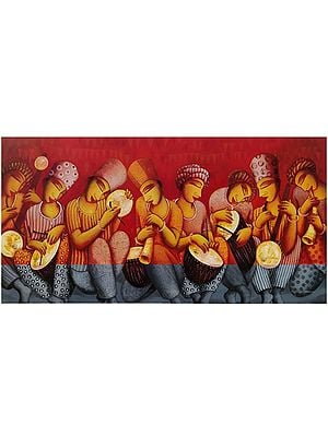 Tribal Musicians Acrylic Painting | On Canvas | By Samir Sarkar