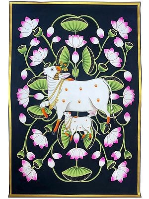 Cow and Lotus Pichhwai Art | by Jagriti Bhardwaj