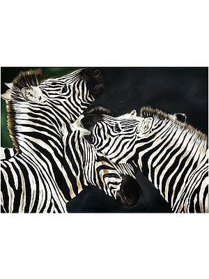 Zebra Fight | Painting by Zoya