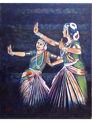 Performing Dance Of Bharathanatyam | Acrylic On Canvas | By Usha Shantharam