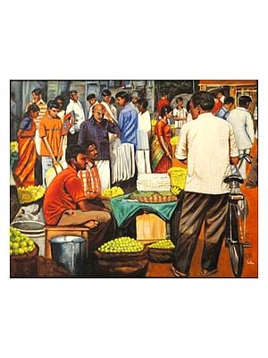 Hot Deals Market View | Acrylic On Canvas | By Usha Shantharam