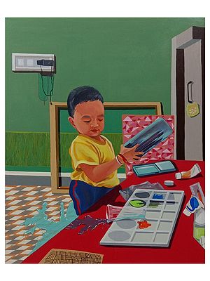 Hardworking Kid | Acrylic on Canvas | Mahima Katiwal