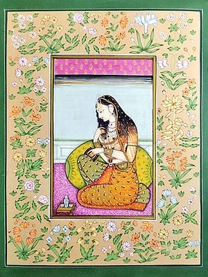 Beautiful Lady | Ragini Gaudmalhar: Ragmala Painting | Watercolor Painting by Gaurav RajputWatercolor Painting by Gaurav Rajput