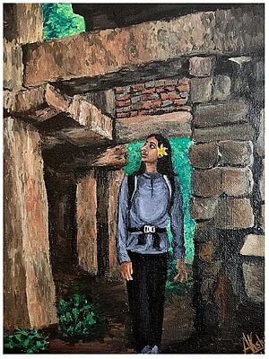 The Girl with Yellow Flower | Acrylic on Canvas | Akshita Makhija