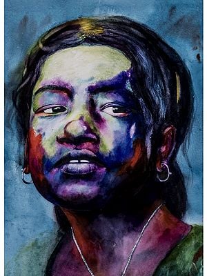 Colorful Indian Face | Watercolor On Paper | By Navneeth