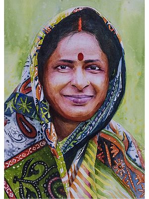 Indian Mother Face | Watercolor On Paper | By Navneeth